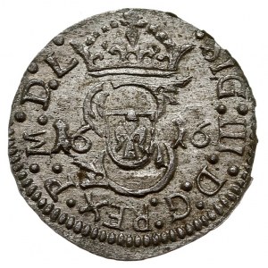 szeląg 1616, Wilno, moneta niecentrycznie wybita, ale b...