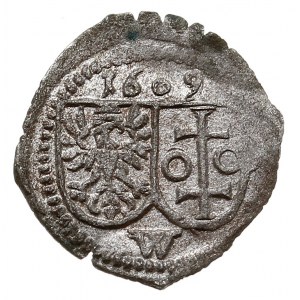 denar jednostronny 1609, Wschowa, data 1609, T. 6, bard...