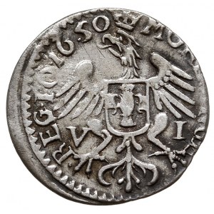 szóstak 1650, Wschowa, T. 10, moneta niecentrycznie wyb...