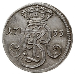 trojak 1755, Gdańsk, w czystym srebrze 2.02 g, Iger G.5...