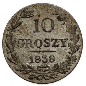 10 groszy 1838, Warszawa, św. Jerzy bez płaszcza, Plage...