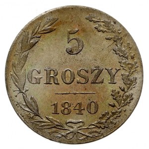 5 groszy 1840, Warszawa, wariant bez kropek, cyfra 8 w ...