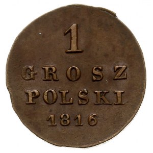 1 grosz polski 1816, Warszawa, Plage 199, Bitkin 880, ł...