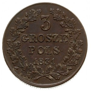 3 grosze 1831, Warszawa, odmiana z łapami Orła prostymi...