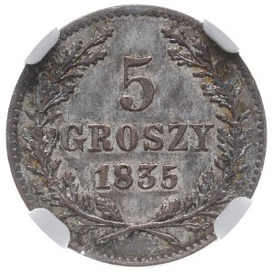5 groszy 1835, Wiedeń, Plage 296, moneta w pudełku NGC ...