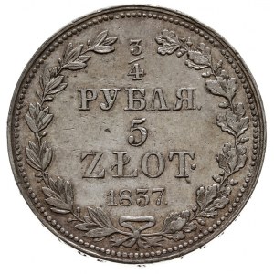 3/4 rubla = 5 złotych 1837, Warszawa, odmiana z kropką ...