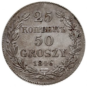 25 kopiejek = 50 groszy 1846, Warszawa, Plage 385, Bitk...