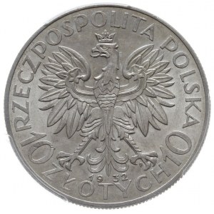 10 złotych 1932, Warszawa, Głowa Kobiety, Parchimowicz ...