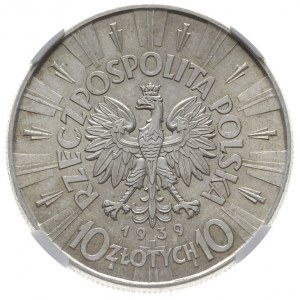 10 złotych 1939, Warszawa, Józef Piłsudski, Parchimowic...