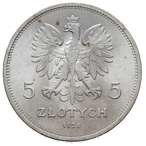 5 złotych 1928, Warszawa, Nike, Parchimowicz 114.a, bar...