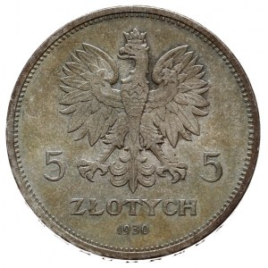 5 złotych 1930, Warszawa, Sztandar, Parchimowicz 115.a,...