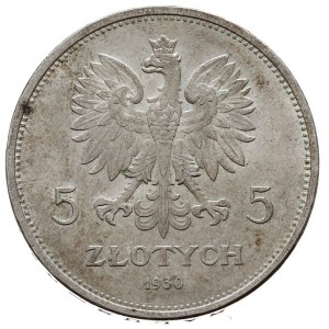 5 złotych 1930, Warszawa, Sztandar, Parchimowicz 115.a,...