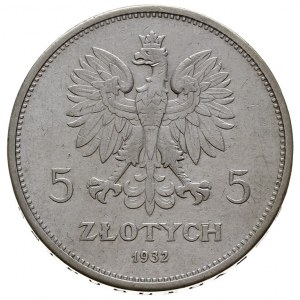 5 złotych 1932, Warszawa, Nike, Parchimowicz 114.e, bar...