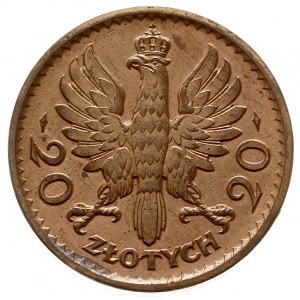 20 złotych 1925, Warszawa, Głowa Kobiety, miedź 4.61 g,...