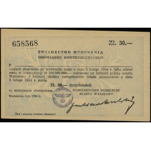 Generalna Gubernia 1939-1944 - Miasto Warszawa, świadec...