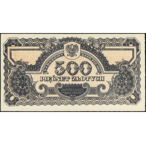 próbny druk banknotu 500 złotych 1944, w klauzuli \obow...