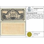 próbny druk banknotu 500 złotych 1944, w klauzuli \obow...