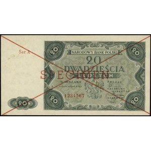 20 złotych 15.07.1947, seria A, numeracja 1234567, po o...