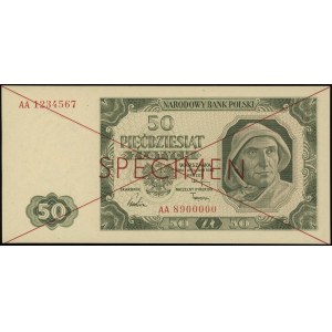 50 złotych 1.07.1948, seria AA, numeracja 1324567 / 890...
