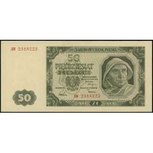 50 złotych 1.07.1948, seria AW, numeracja 2318223, Luco...