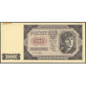 próbny druk w kolorze brązowo-różowym banknotu 500 złot...