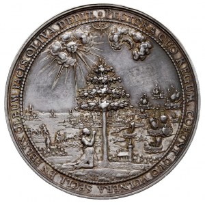 medal autorstwa J. Höhna. na Pokój w Oliwie 1660 r, Aw:...