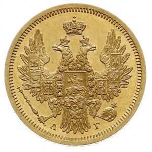5 rubli 1853 СПБ-АГ, Petersburg, złoto 6.56 g, Bitkin 3...