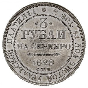 3 ruble 1828 СПБ, Petersburg, platyna 10.33 g, Bitkin 7...