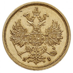 5 rubli 1877 СПБ-HI, Petersburg, złoto 6.57 g, Bitkin 2...