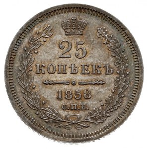 25 kopiejek 1858 СПБ-ФБ, Petersburg, Bitkin 56, tęczowa...