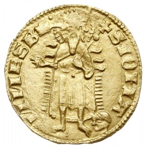 Goldgulden z lat 1353-1357, Aw: Tarcza herbowa Węgier i...