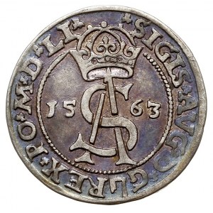 trojak 1563, Wilno, na awersie odmiana napisu SIGIS AVG...