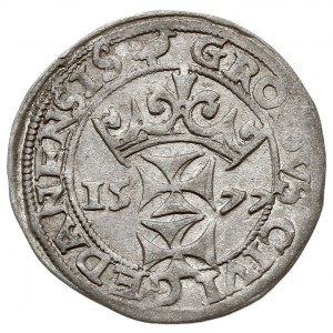 grosz oblężniczy 1577, Gdańsk, moneta z kawką na rewers...