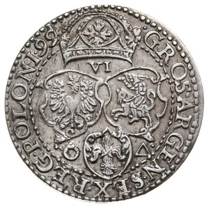 szóstak 1599, Malbork, odmiana z dużą głową króla, końc...