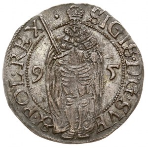 1 öre 1595, Sztokholm, AAH 15, rzadka moneta w wyśmieni...