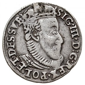 trojak 1588, Olkusz, Aw: Popiersie króla z małą głową i...