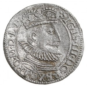 grosz 1593, Olkusz, pod popiersiem króla z lewej strony...