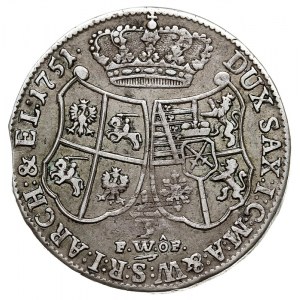 1/3 talara 1751, Drezno, Kahnt 554, moneta wybita z koń...