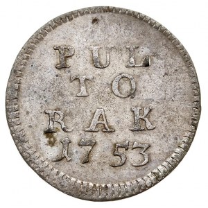 półtorak 1753, Lipsk, Aw: Tarcza herbowa, Rw: Napis PUL...