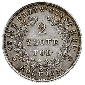 2 złote 1831, Warszawa, odmiana bez pochwy na miecz, Pl...