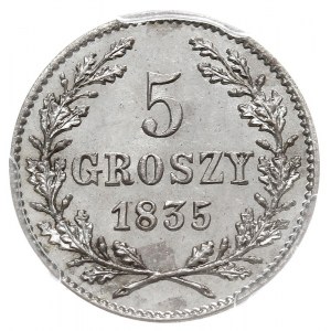 5 groszy 1835, Wiedeń, Plage 296, moneta w pudełku PCGS...