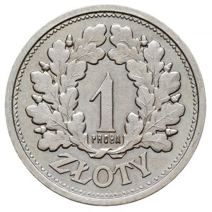 1 złoty 1928, Warszawa, nominał w wieńcu z gałązek dębo...