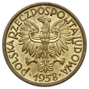 2 złote 1958, Warszawa, na rewersie wypukły PRÓBA, mosi...