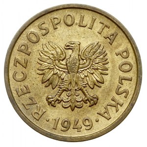 20 groszy 1949, Warszawa, na rewersie wklęsły napis PRÓ...