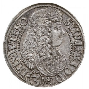 3 krajcary 1677, Oleśnica, F.u.S. 2317, E/M 418, patyna
