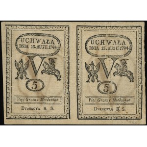 2 x 5 groszy miedziane 13.08.1794, dwa egzemplarze nier...