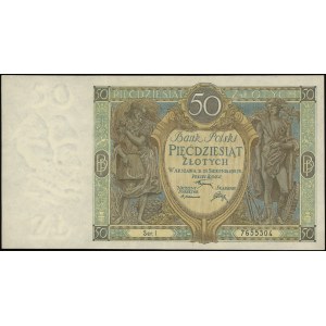 50 złotych 28.08.1925, seria I, numeracja 7655304, Luco...