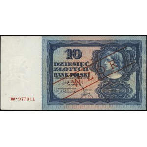10 złotych 2.01.1928, seria W*, numeracja 977011, obust...