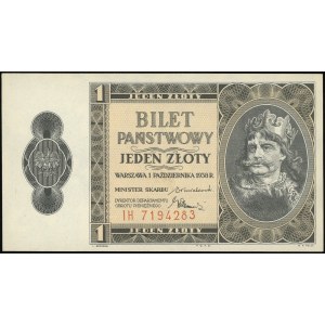 1 złoty 1.10.1938, seria IH, numeracja 7194283, Lucow 7...