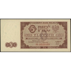 5 złotych 1.07.1948, seria AA, numeracja 3521159, Lucow...